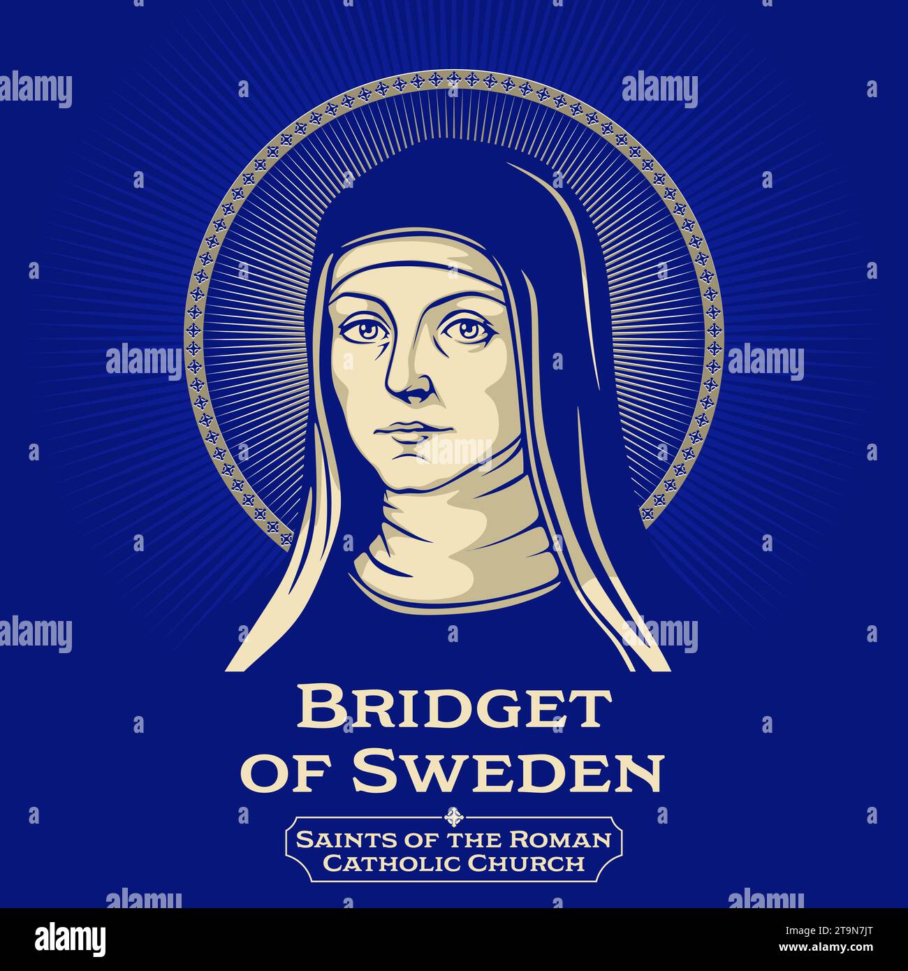 Santi cattolici. Bridget di Svezia (1303-1373) era una mistica e una santa, e fu anche la fondatrice delle monache e dei monaci Bridgettines Illustrazione Vettoriale