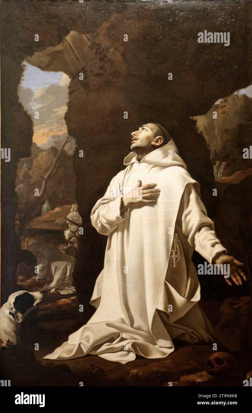 St Bruno Preying in the Desert 1638 di Nicolas Mignard Foto Stock