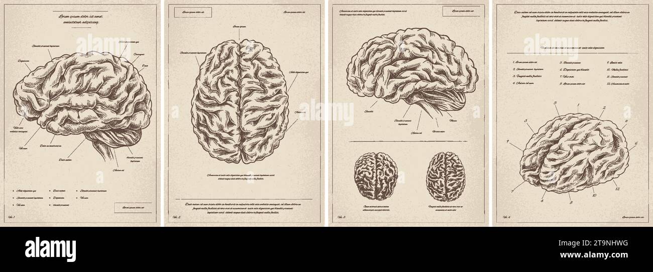 Set di poster vintage per uso medico Illustrazione Vettoriale