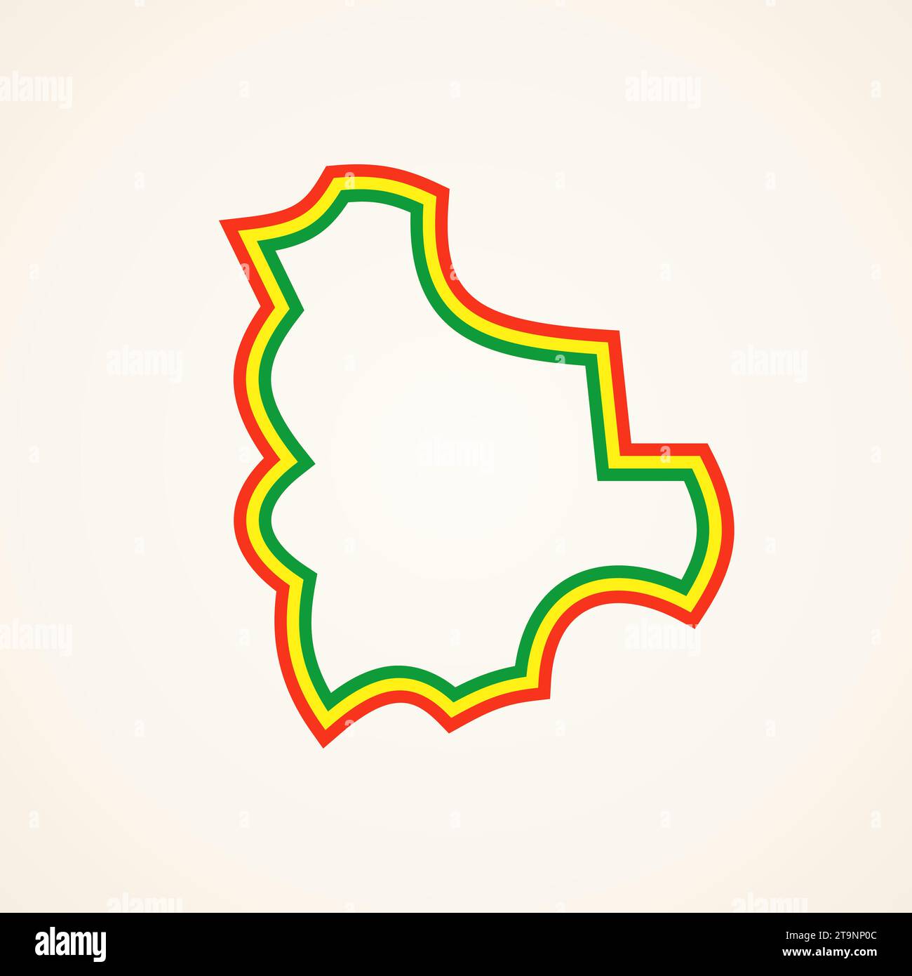 Mappa semplificata stilizzata della Bolivia, colori dalla bandiera. Illustrazione Vettoriale