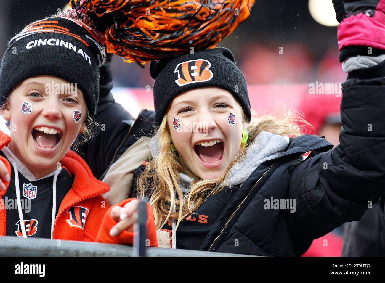 Cincinnati, USA. 26 novembre 2023. 26 novembre 2023: Giovani tifosi dei Cincinnati Bengals durante la gara di stagione regolare tra i Pittsburgh Steelers e i Cincinnati Bengals a Cincinnati, Ohio. JP Waldron/Cal Sport Media/Sipa USA (immagine di credito: © JP Waldron/Cal Sport Media/Sipa USA) credito: SIPA US/Alamy Live News Foto Stock