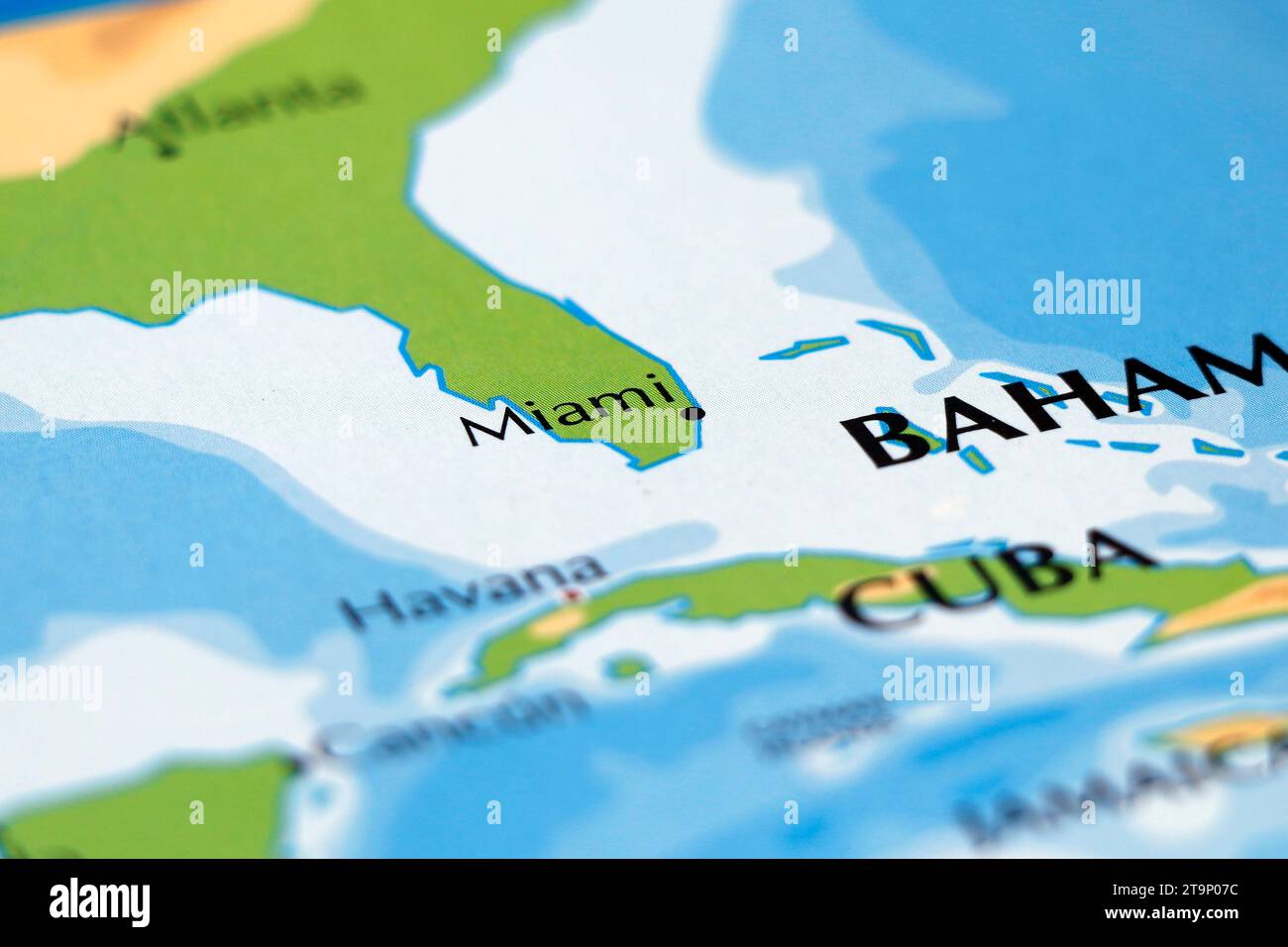 mappa mondiale del nord america, con miami in primo piano Foto Stock