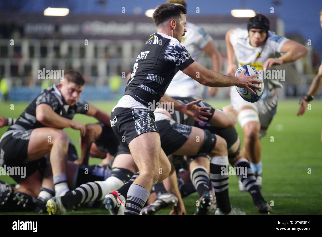 Newcastle upon Tyne, 26 novembre 2023. James Elliott giocò per i Newcastle Falcons contro gli Exeter Chiefs nella Gallagher Premiership a Kingston Park. Crediti: Colin Edwards/Alamy Live News. Foto Stock