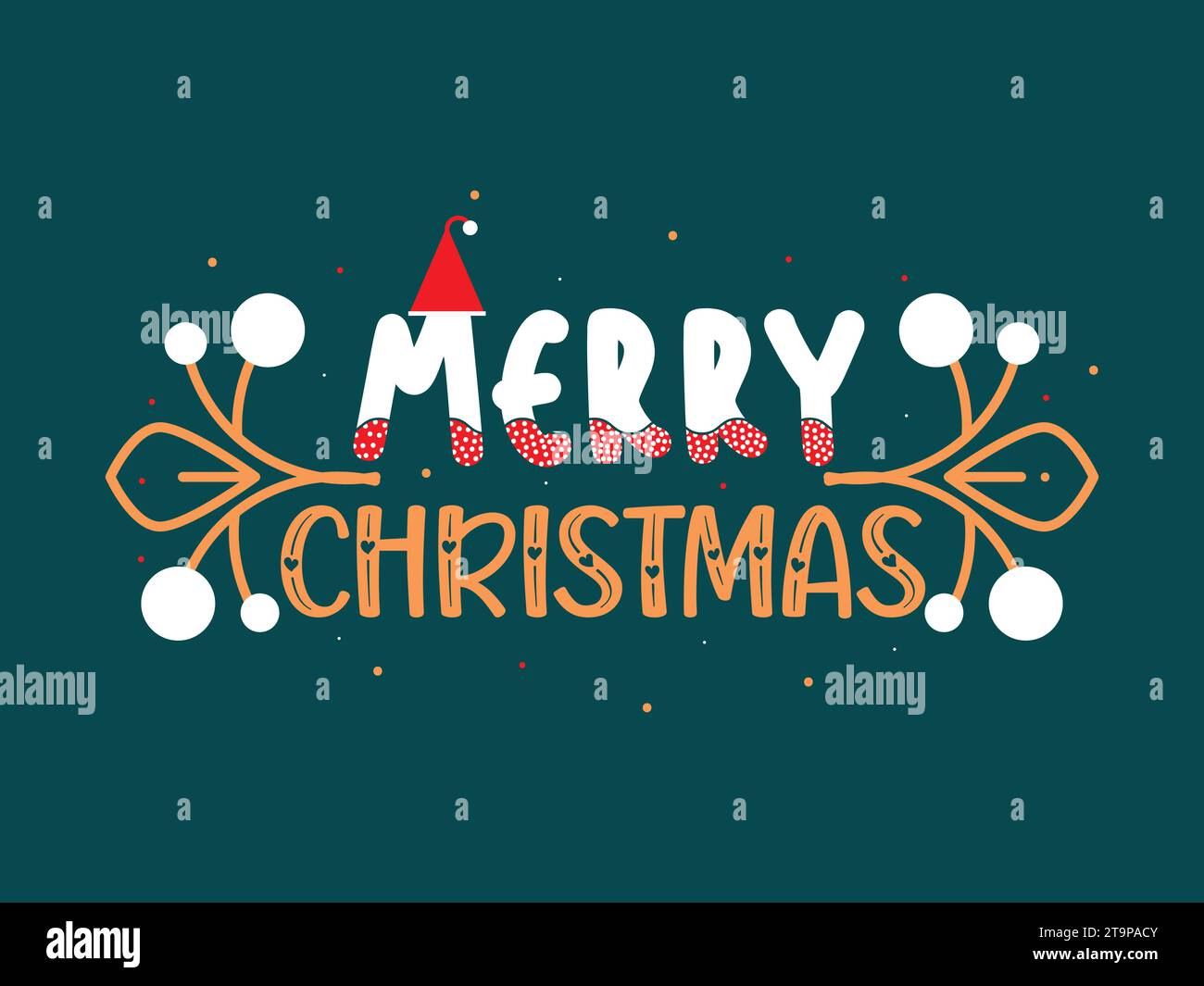 Buon Natale, illustrazione vettoriale con lettere a mano Illustrazione Vettoriale