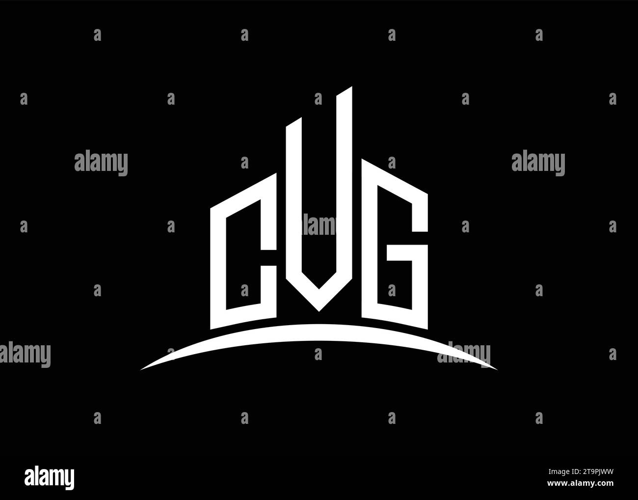 Modello di design del logo con monogramma vettoriale di costruzione lettera CVG. Logo CVG Building Shape. Illustrazione Vettoriale