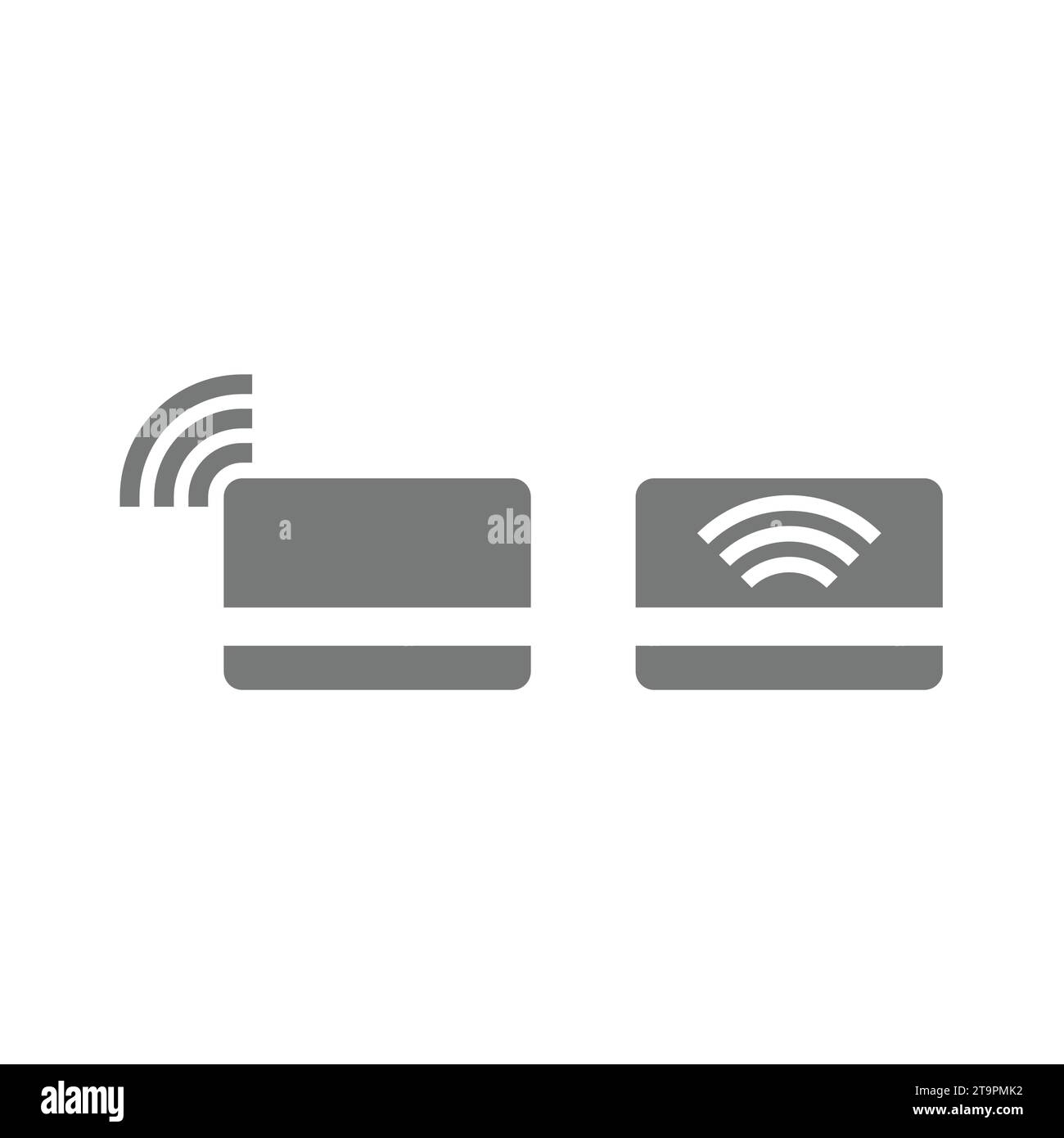 Set di icone per carte di credito e debito senza contatto. Icone NFC, RFID e schede wireless. Illustrazione Vettoriale