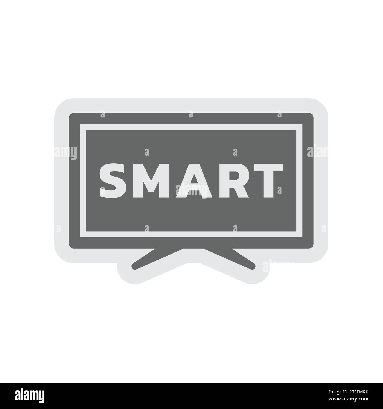 Etichetta vettoriale Smart tv. Scatola del televisore con etichetta o icona Smart Lettering. Illustrazione Vettoriale