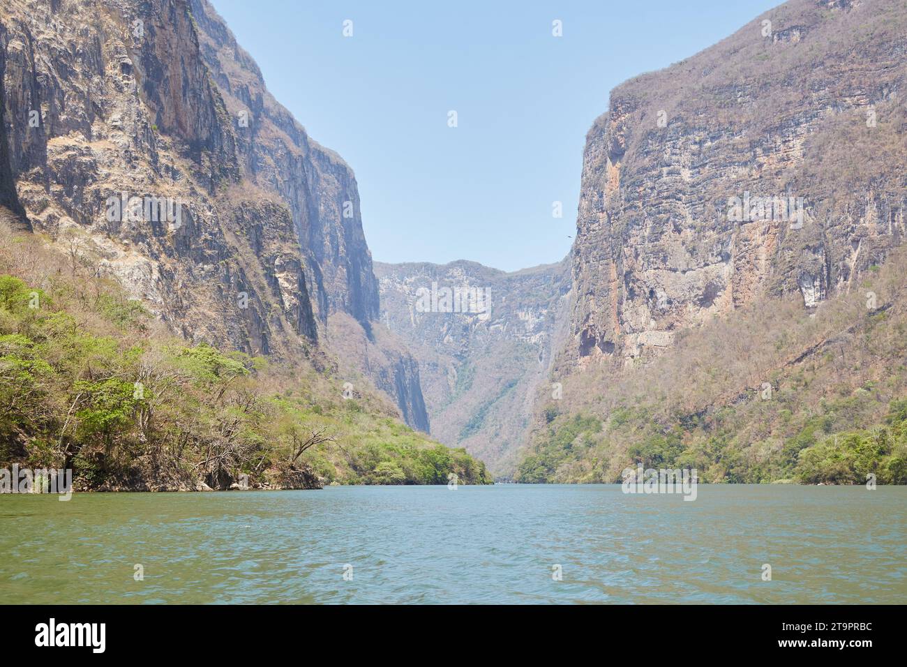 Un tour in barca attraverso il Sumideo Canyon nel Chiapas Foto Stock