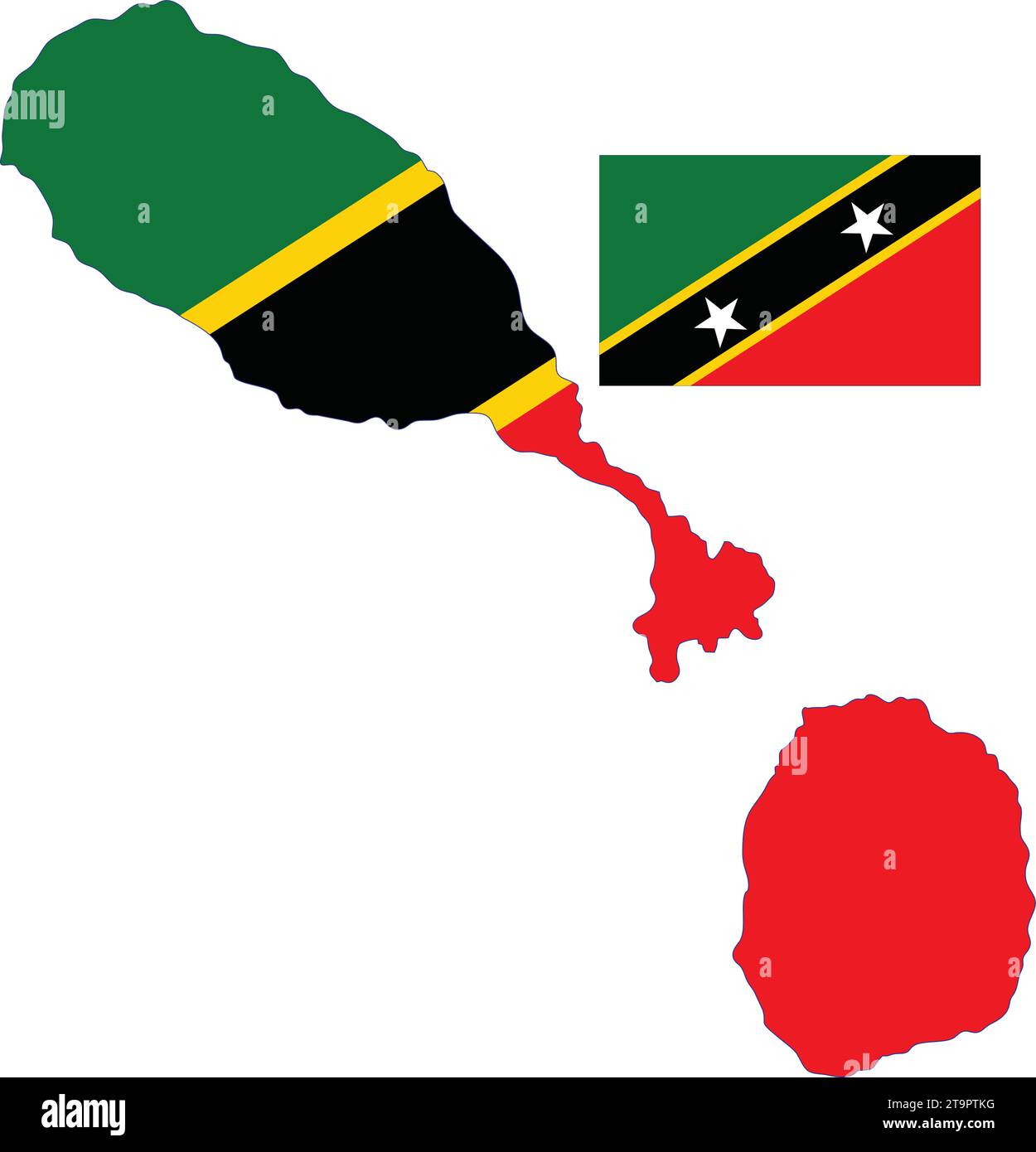 Adesivo Auto - Bandiera Di Saint Kitts E Nevis - 10 Cm, Laminato Antigraffio E UV, Rimovibile