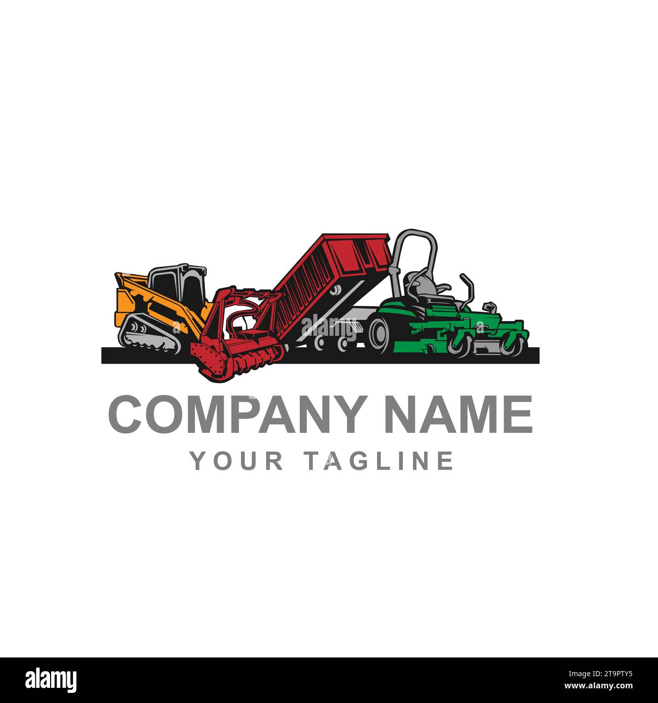 Design del logo del rimorchio ribaltabile, design del logo del veicolo semiribaltabile.EPS 10 Illustrazione Vettoriale