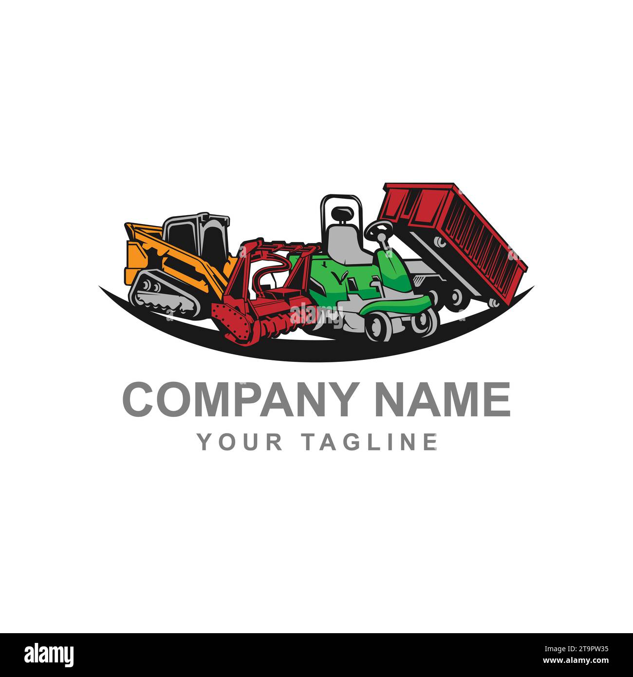 Design del logo del rimorchio ribaltabile, design del logo del veicolo semiribaltabile.EPS 10 Illustrazione Vettoriale