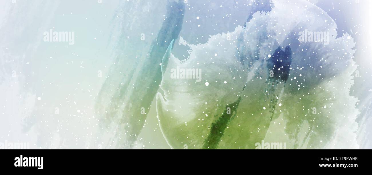 Grunge acquerello blot astratto di colore verde blu con punti bianchi. Progettazione vettoriale Illustrazione Vettoriale