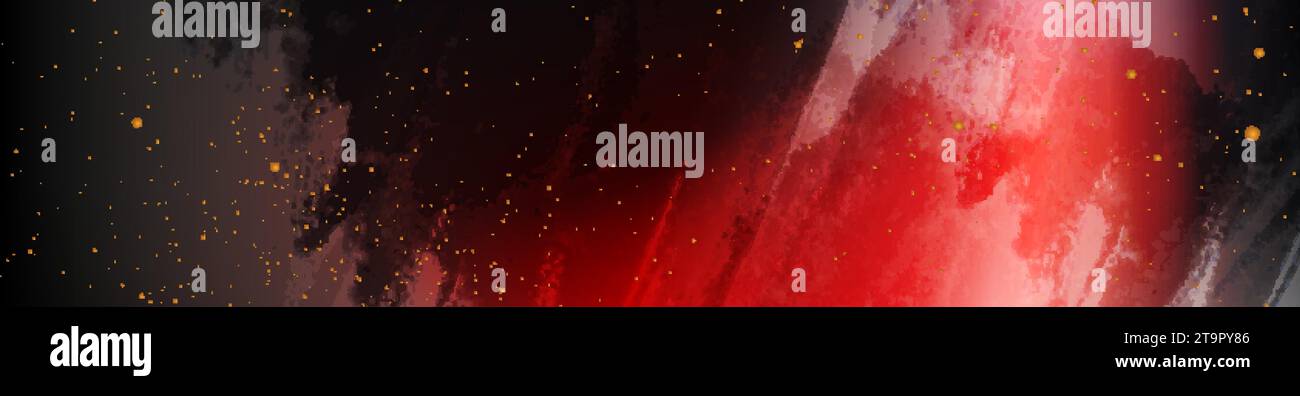 Grunge rosso scuro su sfondo e puntini dorati lucidi. Design banner vettoriale Illustrazione Vettoriale