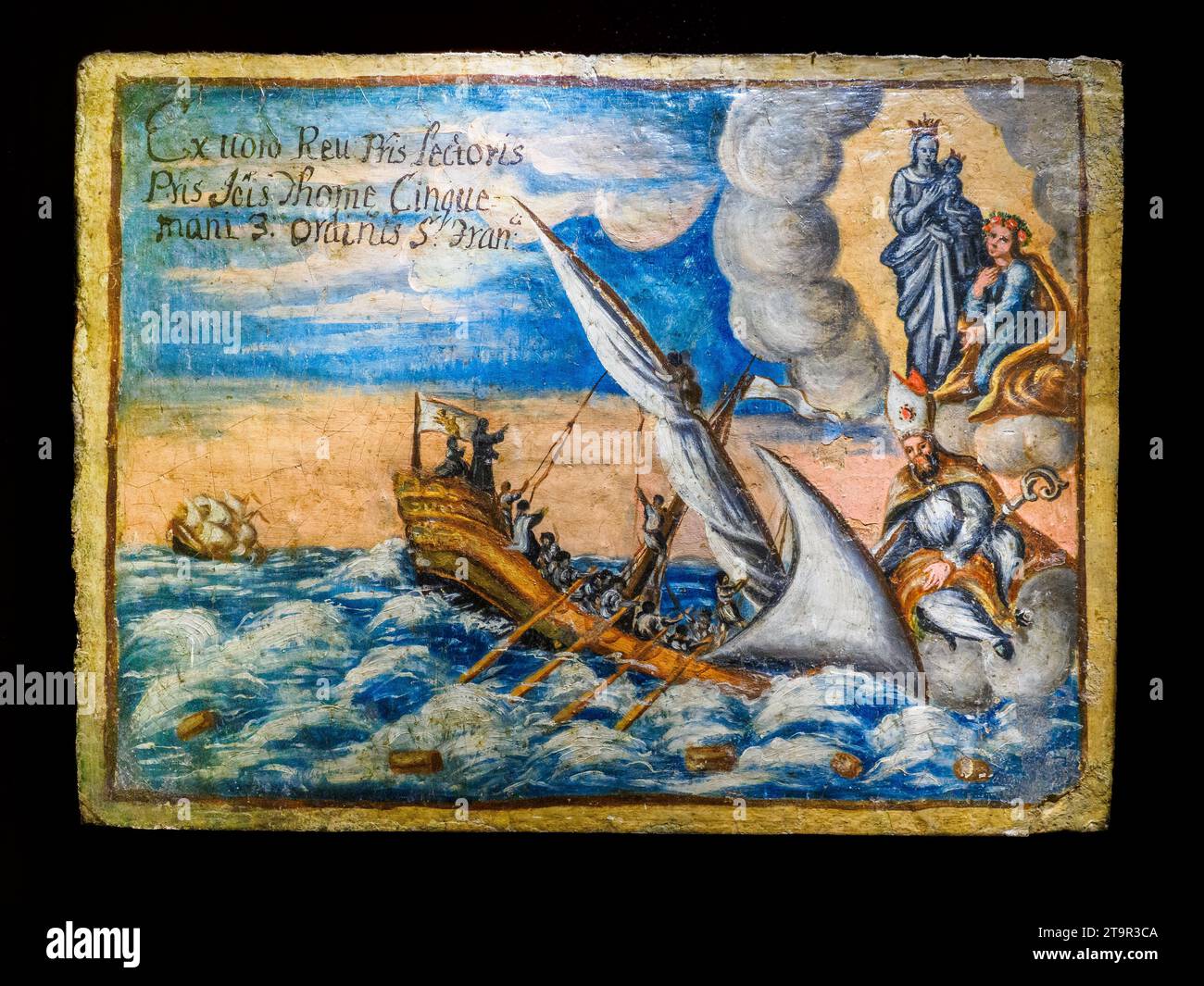 Naufragio. S. Gerlando, Madonna di Trapani e S. Rosalia. Produzione Agrigento. Olio su cartone pressato, XIX secolo - Museo Diocesano di Agrigento - Sicilia, Italia Foto Stock