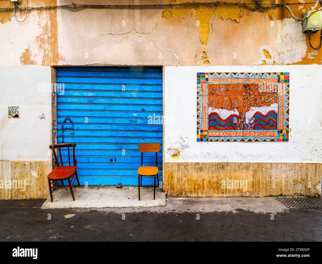 Tipico schema urbano islamico della cosiddetta Kasbah nel centro storico di Mazara del Vallo - Sicilia, Italia Foto Stock