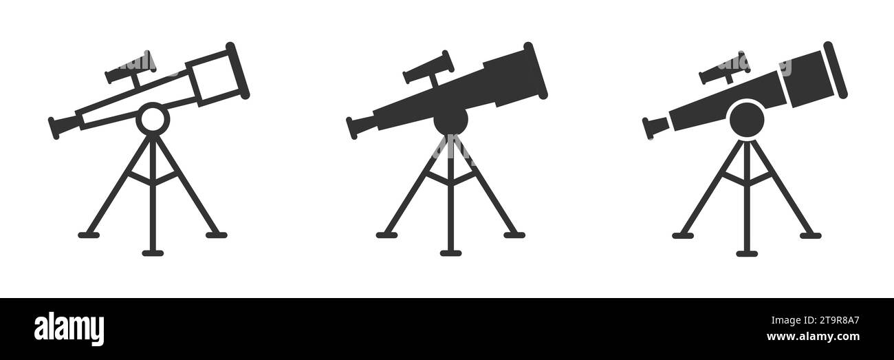 Set di icone del telescopio. Illustrazione vettoriale Illustrazione Vettoriale