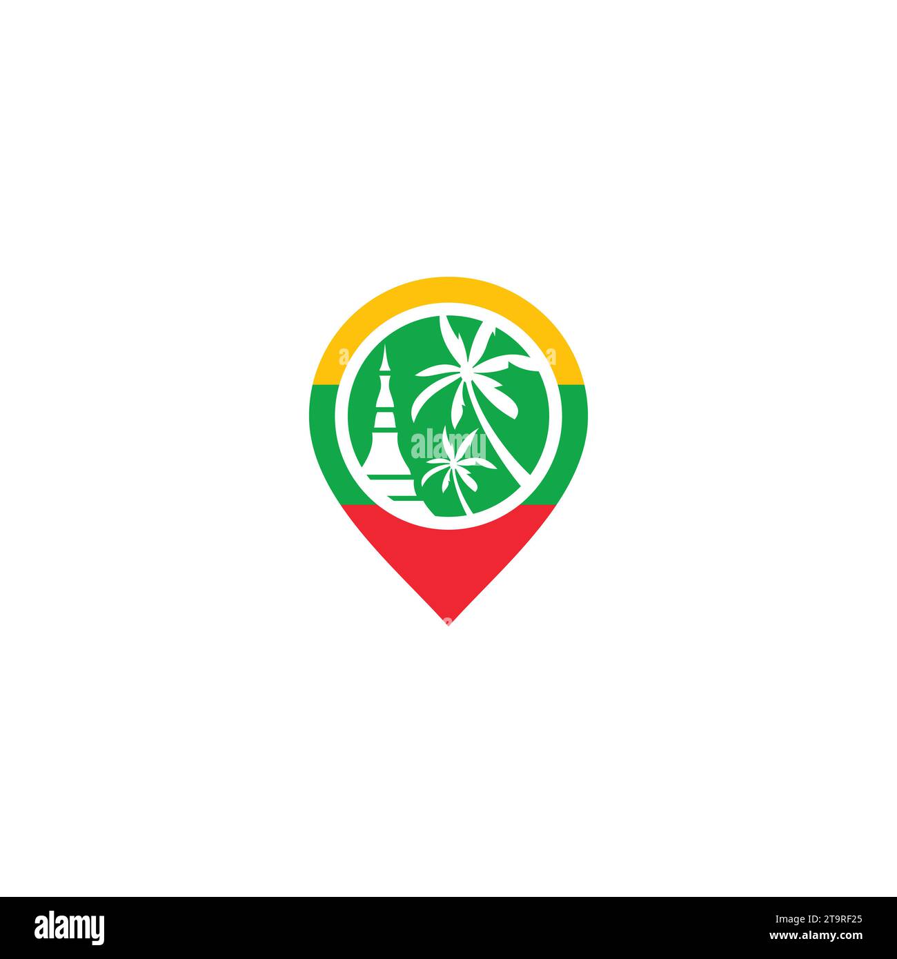 Marchio di posizione e logo o icona Myanmar Illustrazione Vettoriale