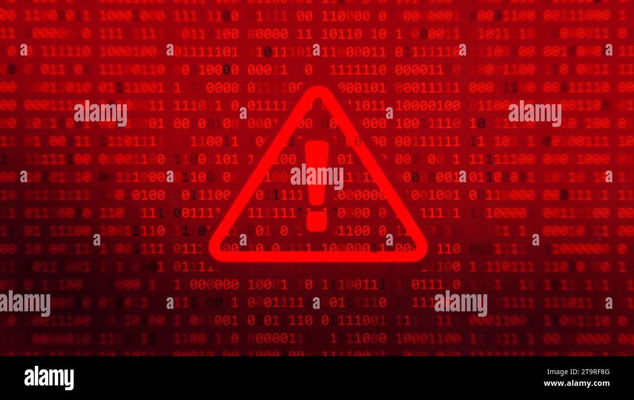Dati segnale di avvertimento sblocco hacker. Concetto di protezione della sicurezza. Crittografia dannosa per la vulnerabilità degli hacker. Foto Stock