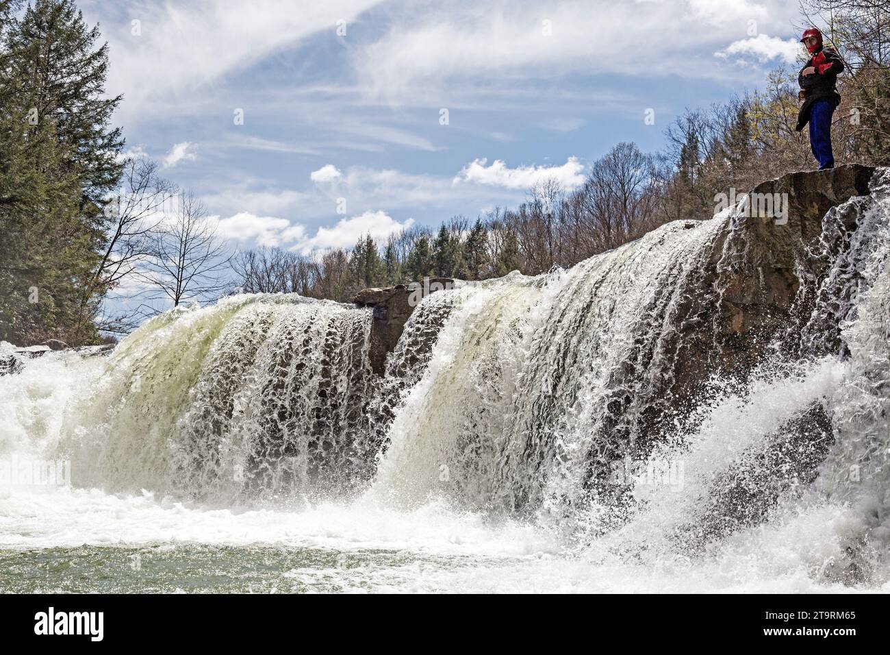 Scouting di una cascata. Foto Stock