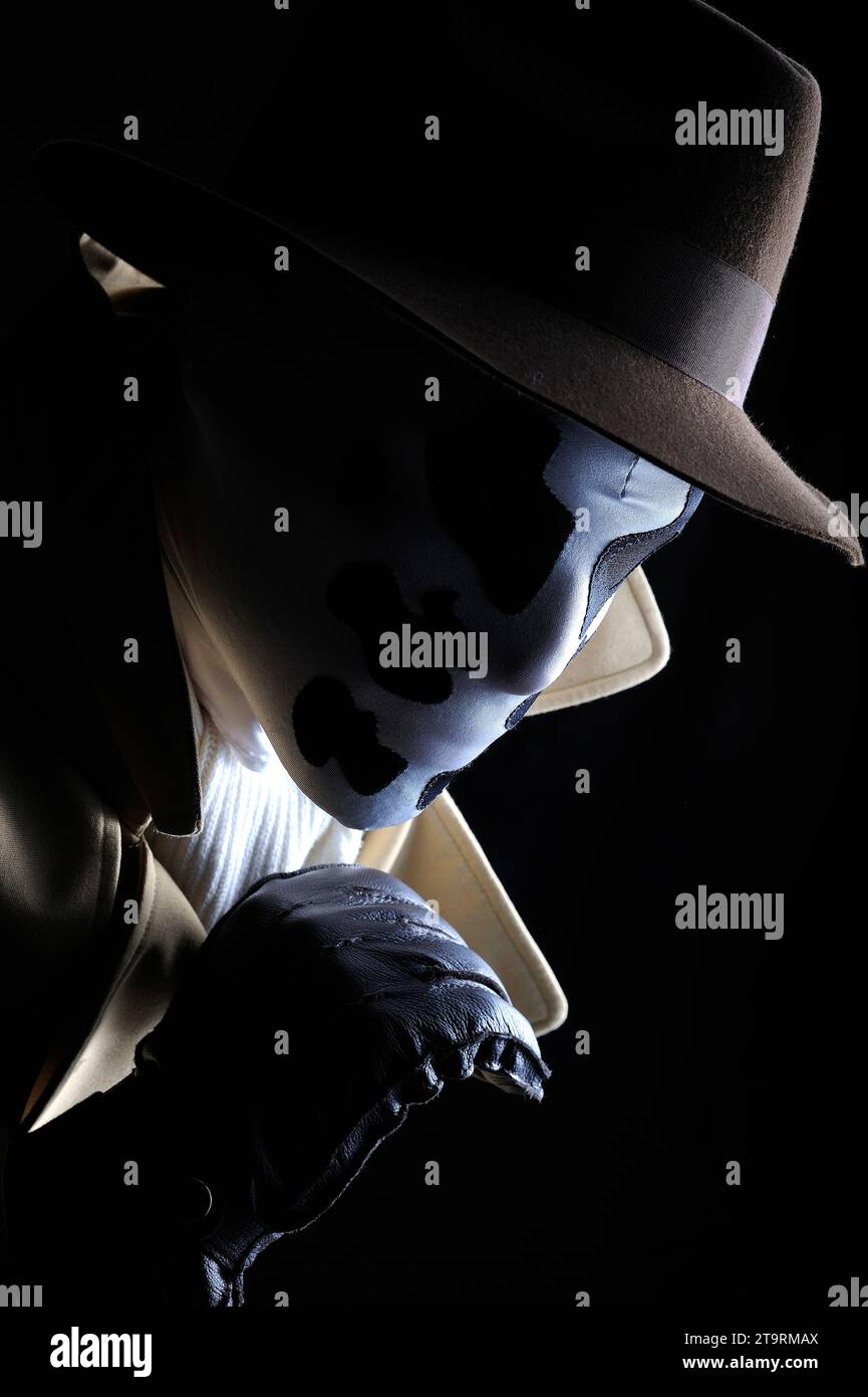 Ritratto di una persona vestita da personaggio di un fumetto. Ad una convention di fumetti a New York. Foto Stock