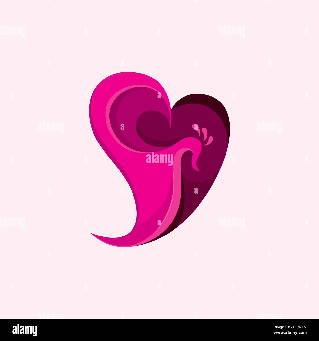 Design semplice con logo Peacock Love. Adoro il pavone Vector Illustrazione Vettoriale