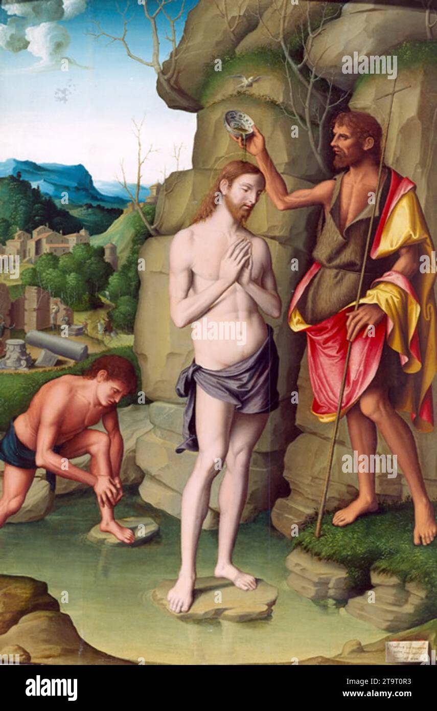 Il Battesimo di Cristo - di Marco Palmezzano Foto Stock