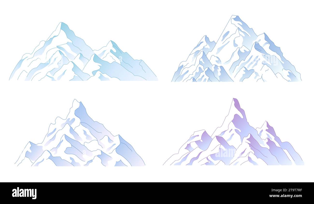 Montagne e cime rocciose. Illustrazione vettoriale. Illustrazione Vettoriale