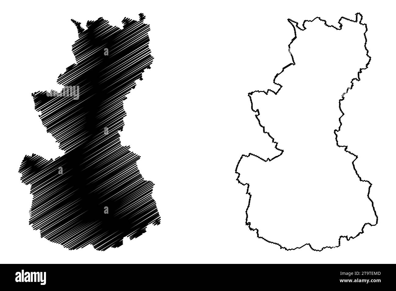 Distretto di Ganserndorf (Repubblica d'Austria o Österreich, bassa Austria o stato di Niederösterreich) illustrazione vettoriale della mappa, schizzo di scrittura Bezirk Gäns Illustrazione Vettoriale