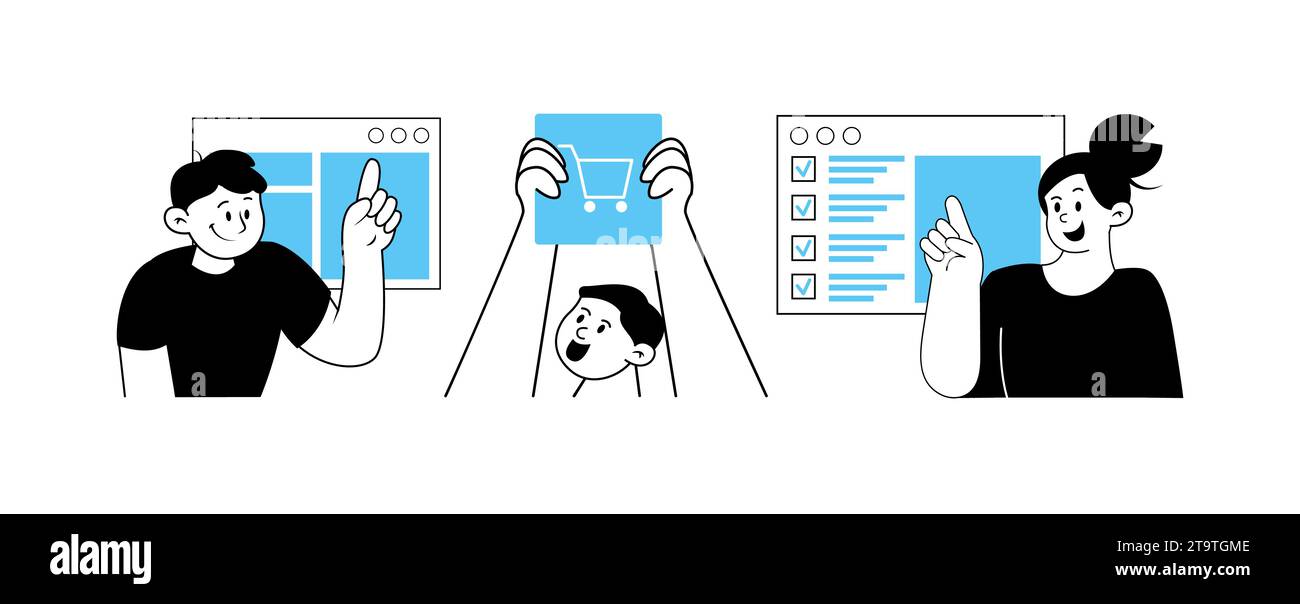 SEO, marketing e shopping online Illustrazione Vettoriale