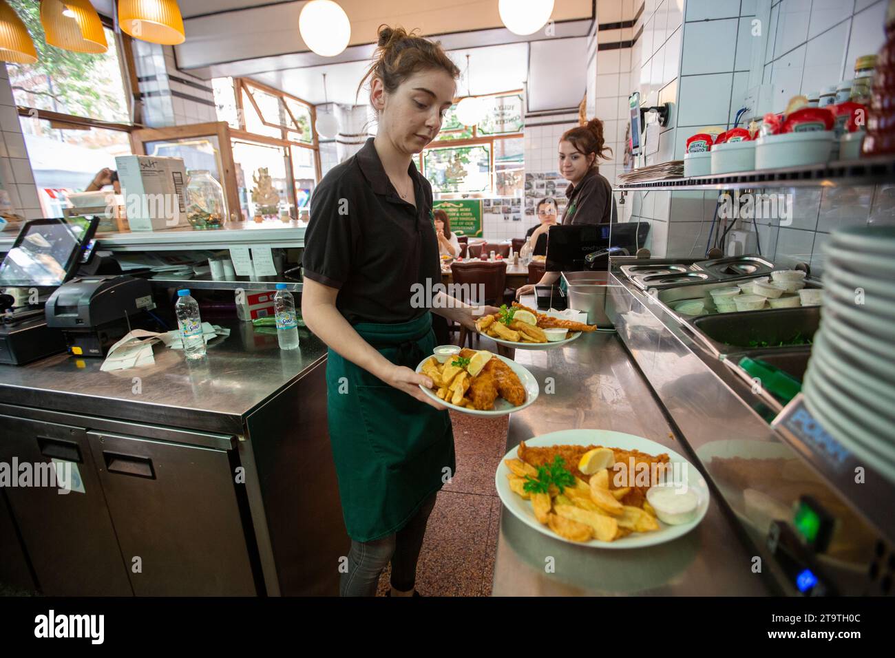 The Rock and Sole plaice, Fish and Chip Shop, Endell Street, Covent Garden, Londra, Inghilterra, Regno Unito Foto Stock