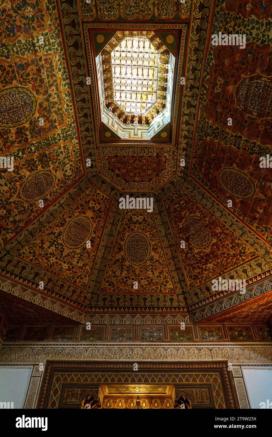 Nord Africa. Marocco. Marrakesh. I tetti decorati del Palazzo Bahia Foto Stock