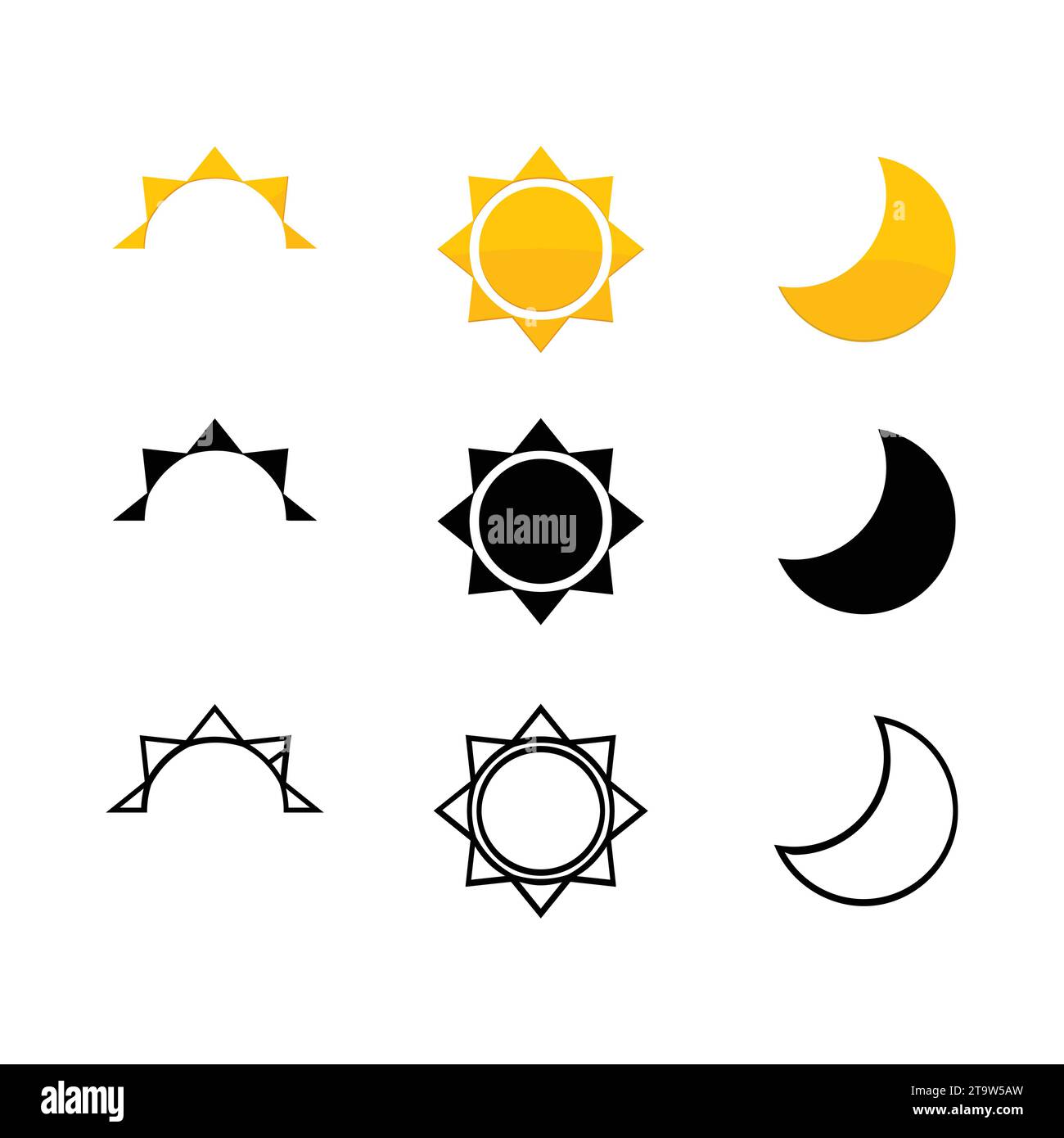 Alcune parti del giorno mattina, pomeriggio, mezzogiorno, sera, icone notturne. Icone del vettore trasparenza diurna Illustrazione Vettoriale