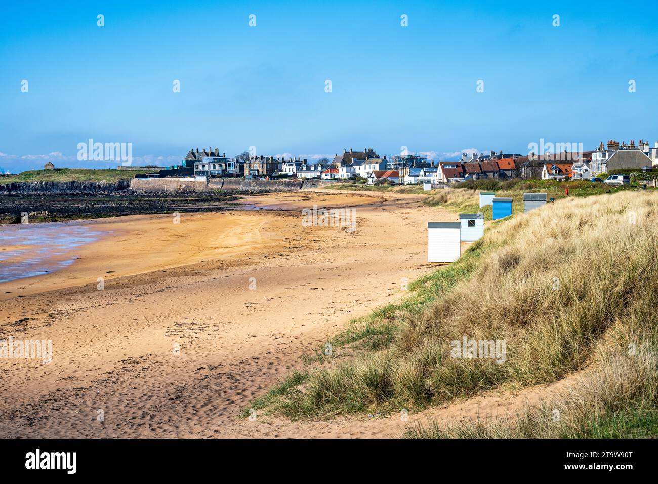Ritiro della marea sulla spiaggia Elie e Earlsferry nell'East Neuk of Fife, Scozia, Regno Unito Foto Stock