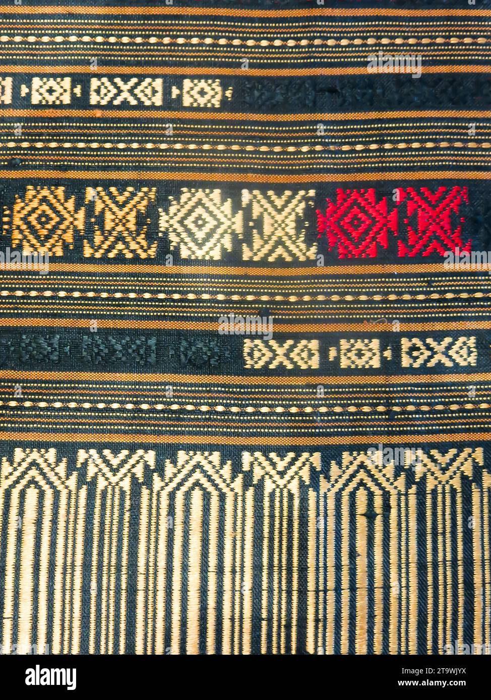 Primo piano del materiale tessuto dell'Asia meridionale Foto Stock