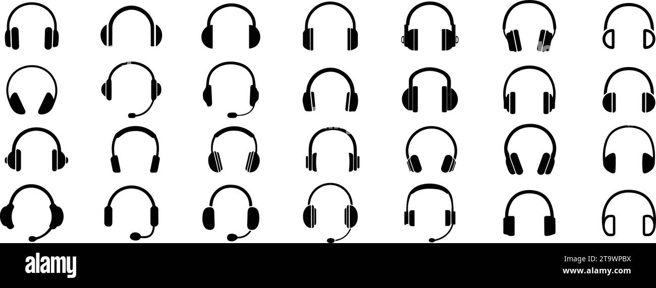 Set di icone cuffie. Illustrazione vettoriale realistica della collezione di cuffie wireless over ear. Auricolare Illustrazione Vettoriale