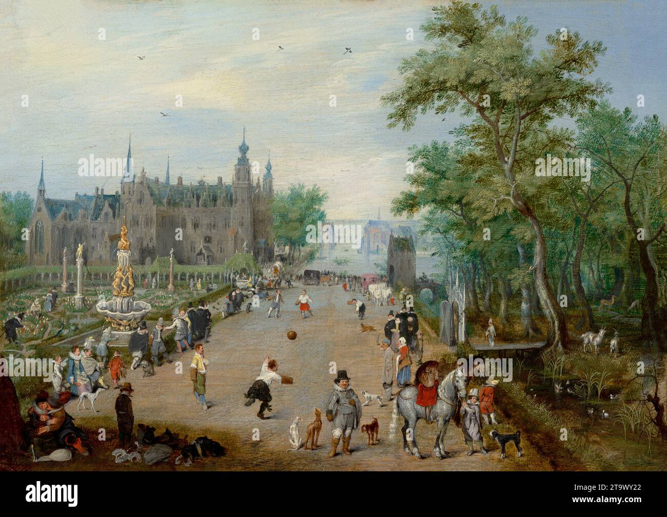 Una partita di palla davanti a un palazzo di campagna Adriaen van de Venne Foto Stock