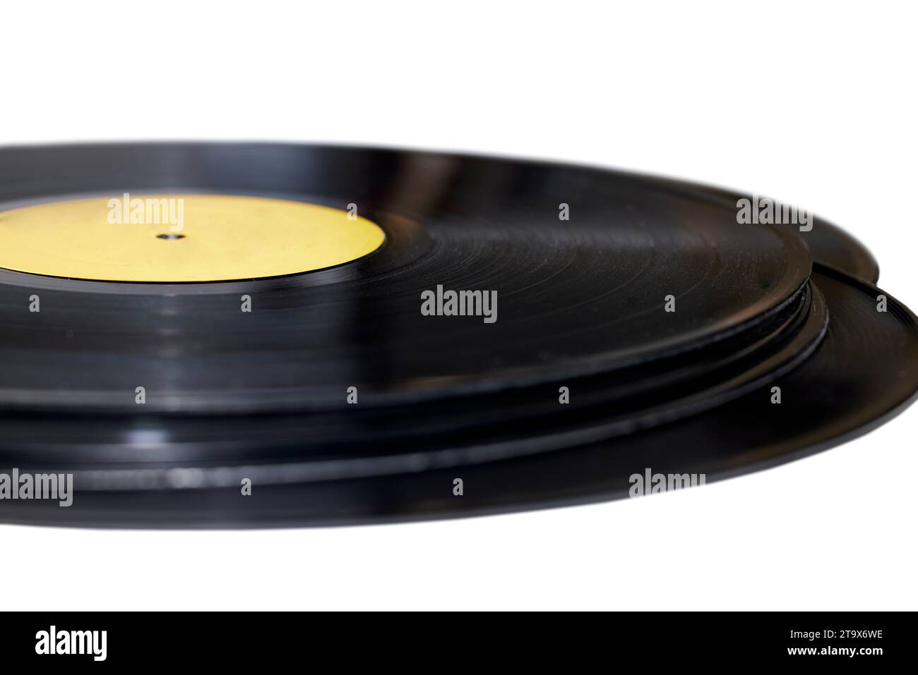Old Vintage 33 RMP Vinyl record album impilati l'uno sull'altro isolati su bianco Foto Stock