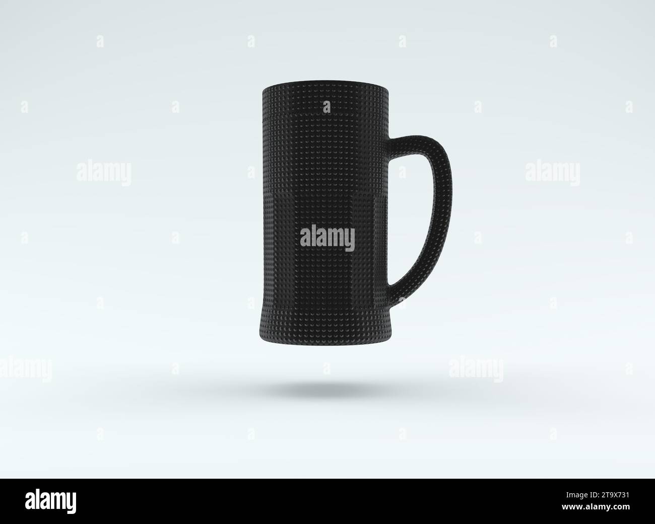 Icona tazza da birra nera su sfondo bianco Studio. Concetto minimo. Monocromatico. Rendering 3D. Foto Stock