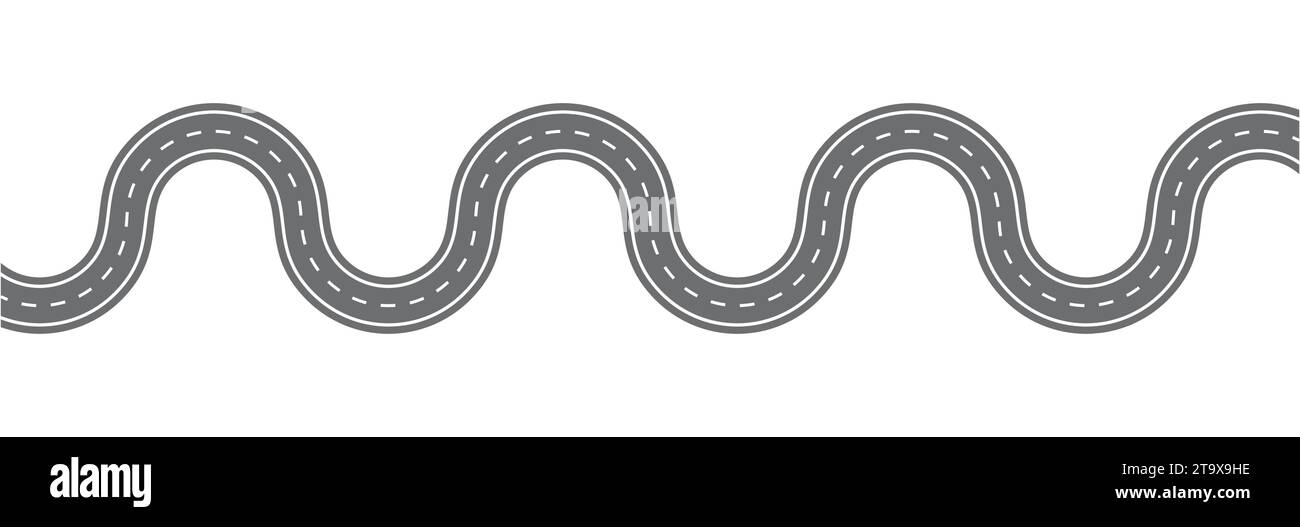 Strada tortuosa, panoramica. Isolato. Illustrazione vettoriale Illustrazione Vettoriale