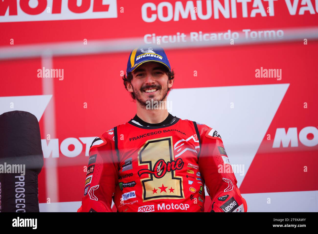 Valencia, Spagna. 26 novembre 2023. Valencia, Spagna, 26. Novembre 2023; Francesco Bagnaia e Ducati Lenovo Team durante il Campionato del mondo Moto GP.Gran Premio Moto GP di Comunitat Valenciana, circuito Ricardo Toro vicino Cheste - immagine a pagamento - foto credito: © Eric ALONSO/ATP Images (ALONSO Eric/ATP/SPP) credito: SPP Sport Press Photo. /Alamy Live News Foto Stock