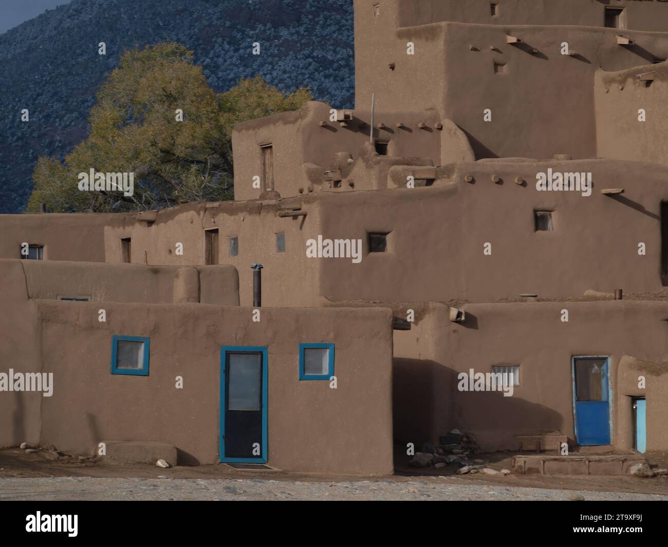 Dimore in adobe quadrata a Taos Pueblo, New Mexico Foto Stock