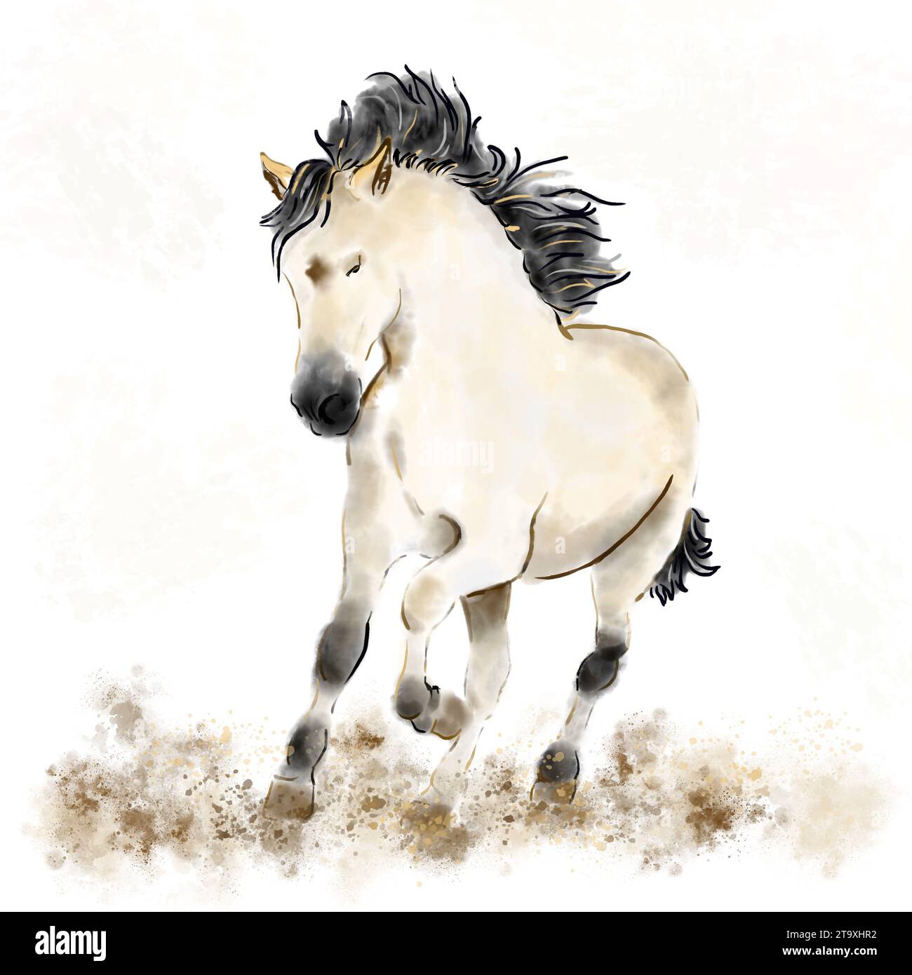 Bella illustrazione della corsa dei cavalli selvaggi Foto Stock