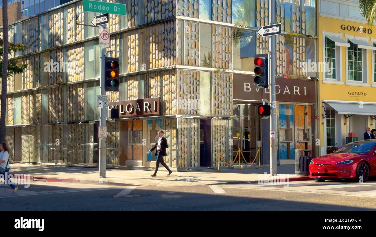 Bvlgari Store at Rodeo Drive Beverly Hills - LOS ANGELES, STATI UNITI - 5 NOVEMBRE 2023 Foto Stock