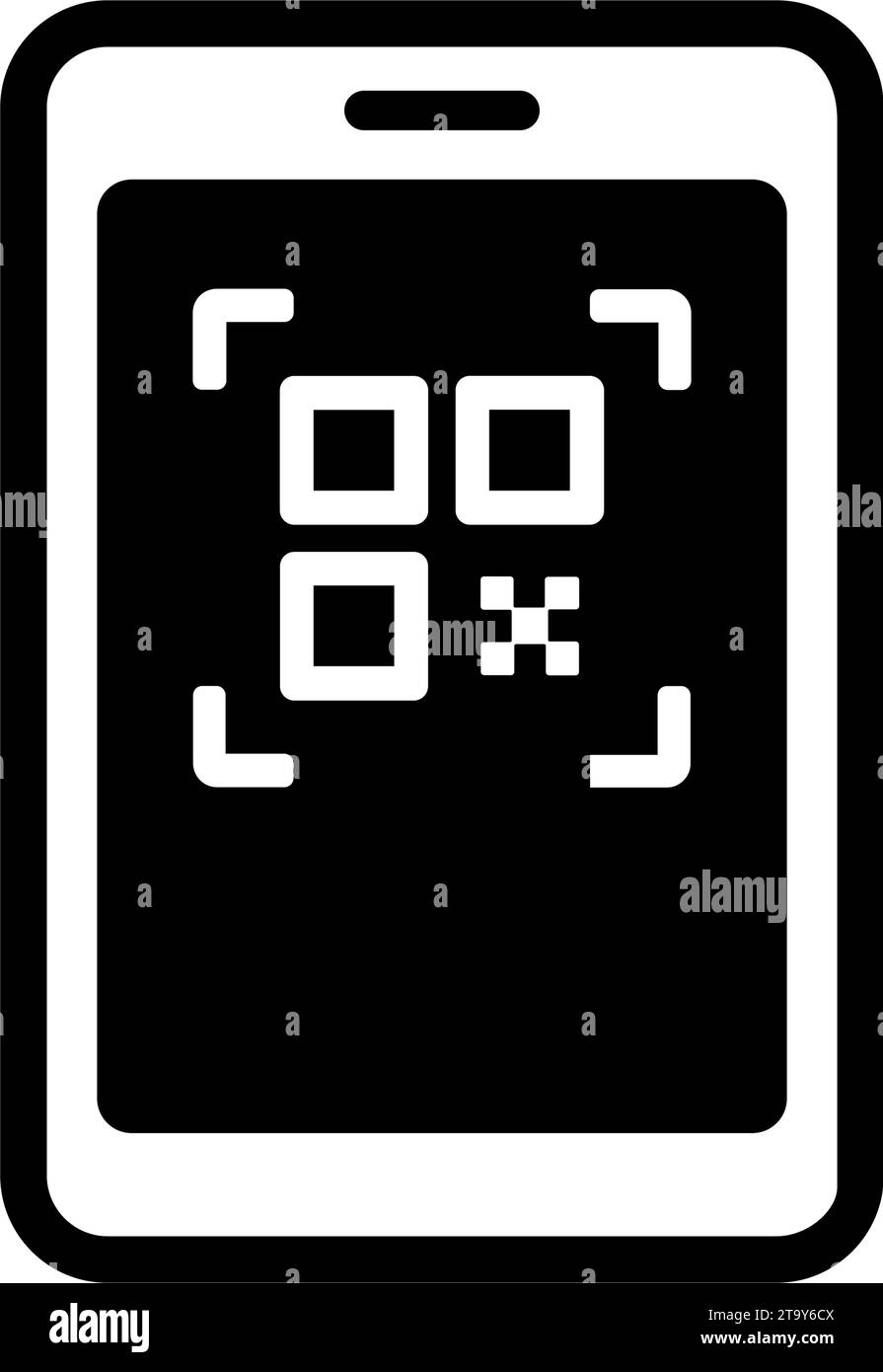 Immagine dell'icona vettoriale che mostra la scansione del codice QR con lo smartphone Illustrazione Vettoriale