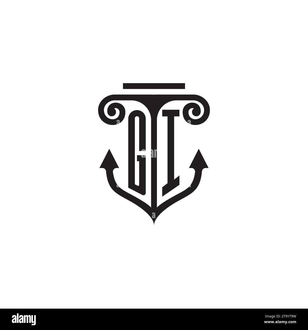 Logo del concetto di combinazione colonna e tassello gi in un design di alta qualità Illustrazione Vettoriale