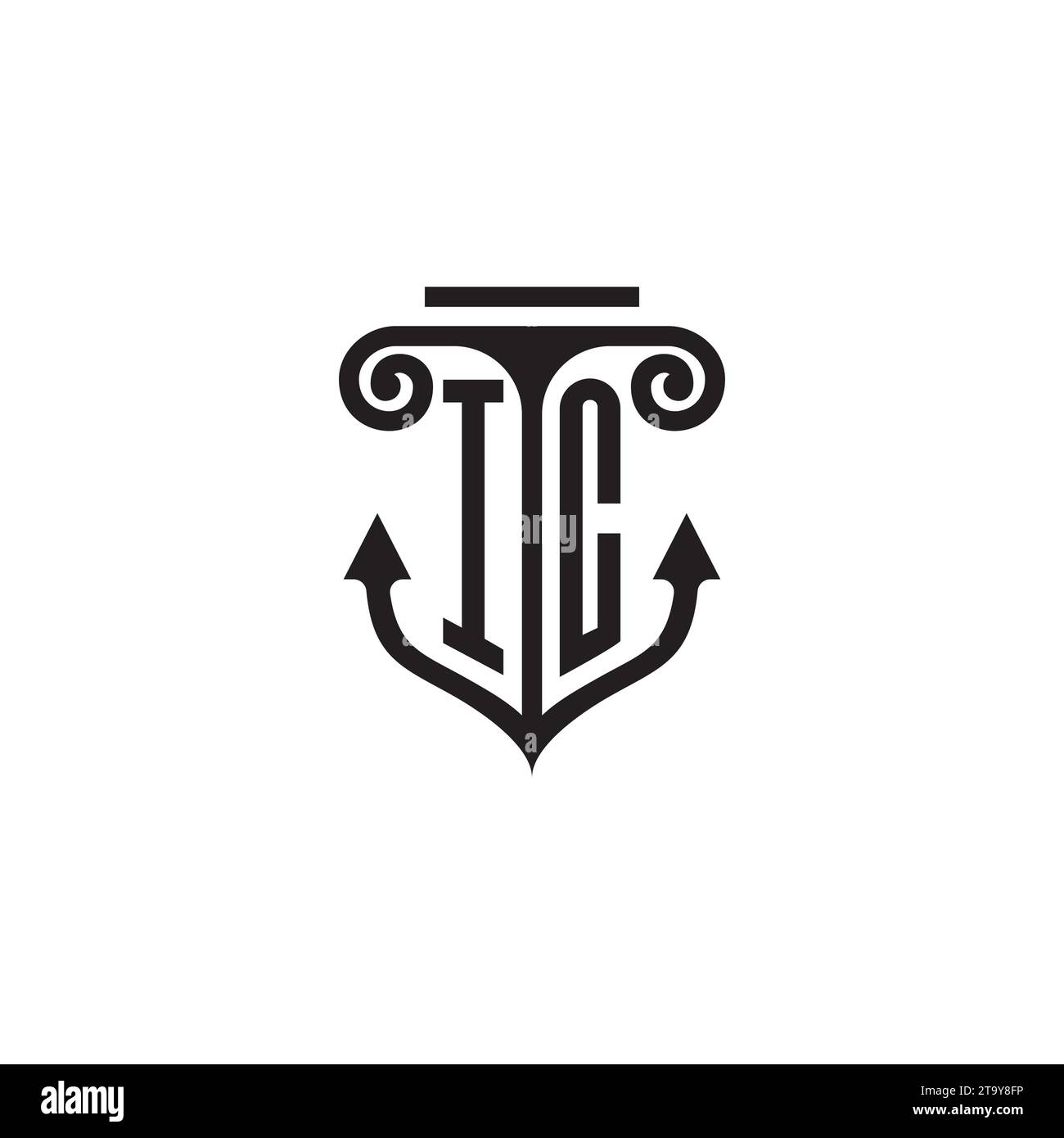 Logo del concetto di combinazione di colonna IC e tassello in un design di alta qualità Illustrazione Vettoriale