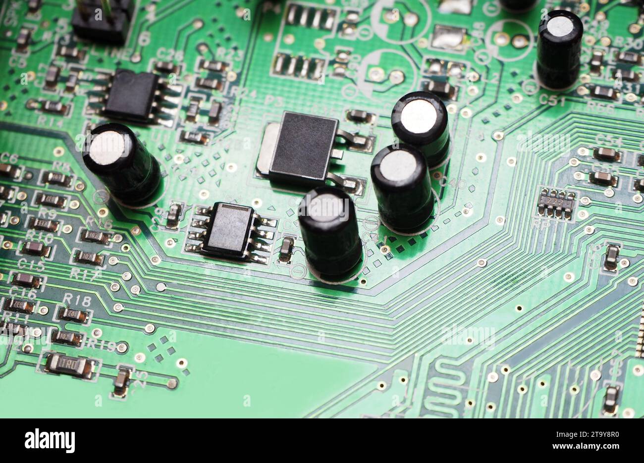 Sfondo microprocessore. Instalazione AI Chips. Semiconduttori ed elettronica o connettore concept microchip. Banner elettronico digitale. Foto Stock