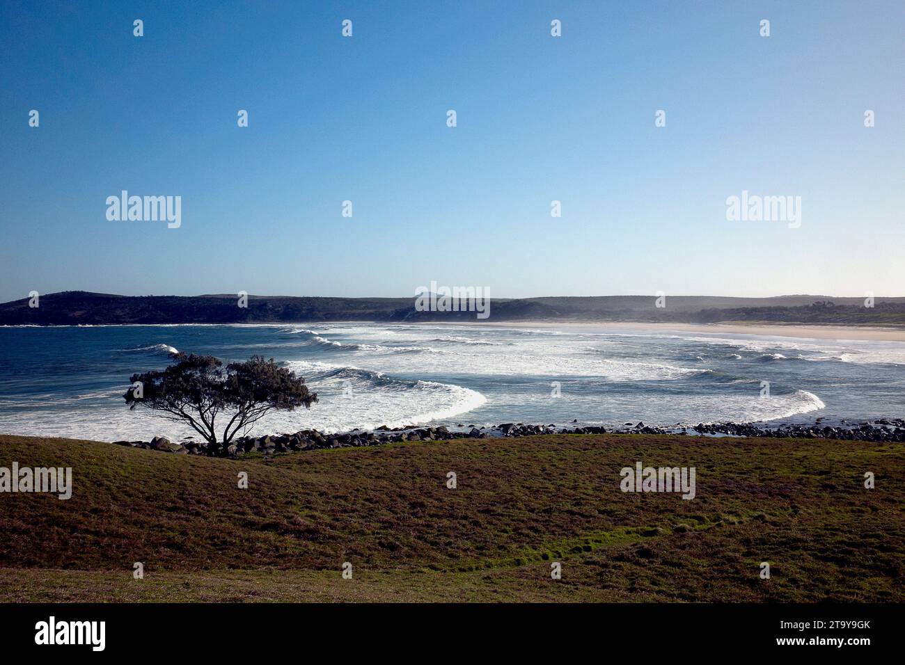 Fotografia a colori di Angourie Back Beach, Angourie, nuovo Galles del Sud, Australia, 2020. Foto Stock
