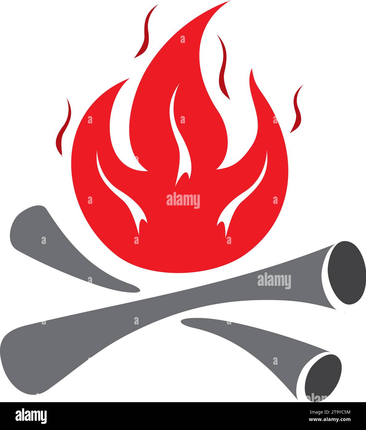 Semplice simbolo di fuoco isolato su bianco Illustrazione Vettoriale