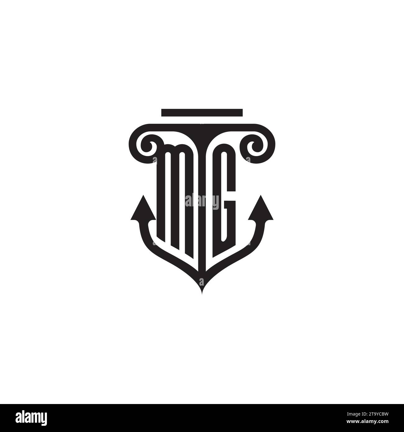 Logo MG Pillar e Anchor Combination Concept in design di alta qualità Illustrazione Vettoriale